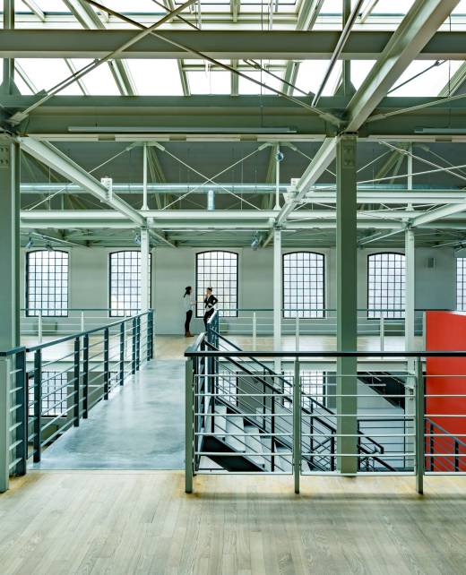 Warehouse interior with stairs